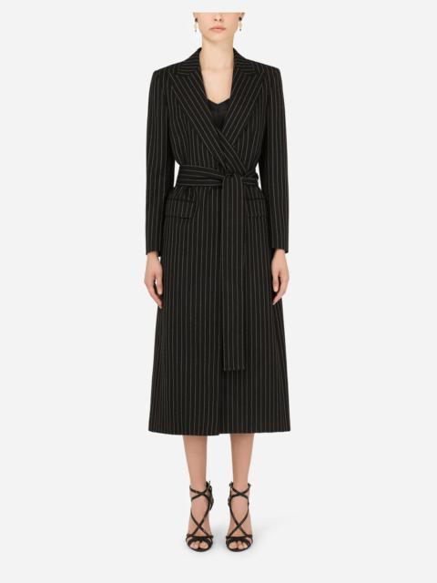 Dolce & Gabbana Pinstripe woolen robe coat