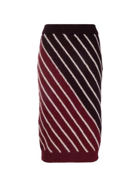 striped knitted midi skirt
