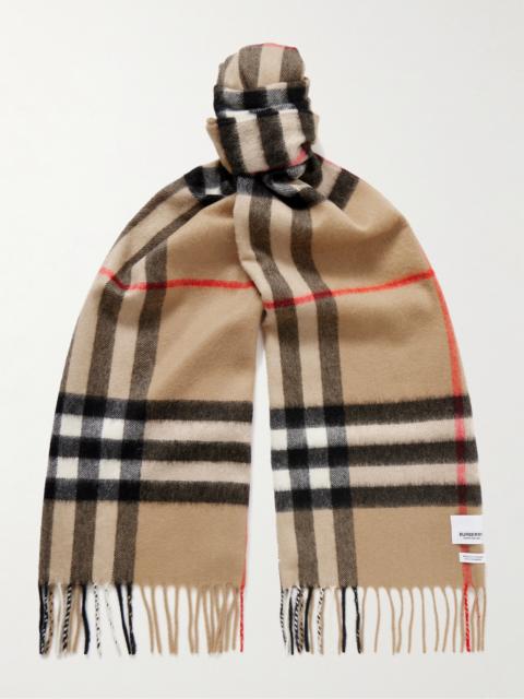 Burberry Fringed Checked Cashmere Scarf