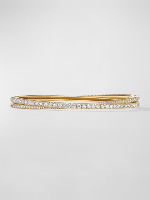 DAVID YURMAN 2-Row Pave Crossover Bracelet with Diamonds in 18K Gold, 5.5mm