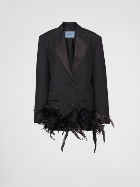 Single-breasted kid mohair jacket with feathers