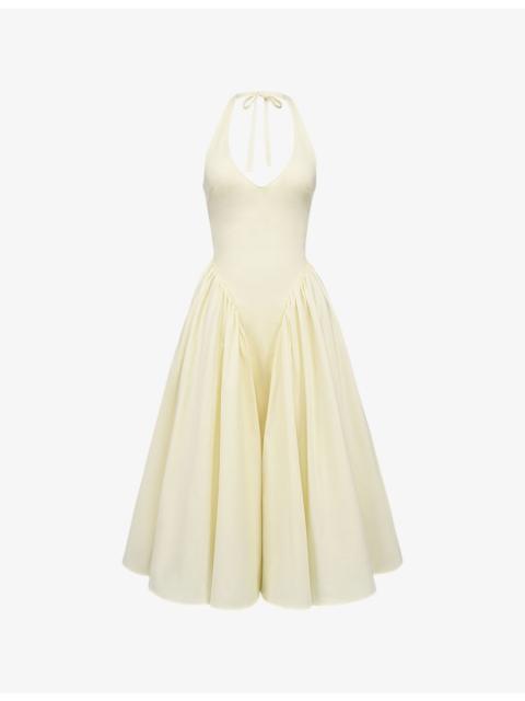 House of CB Marilyn Halterneck Stretch-Cotton Midi Dress