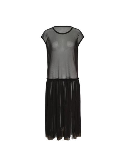 Yohji Yamamoto Gathered Sleeveless Mesh Dress