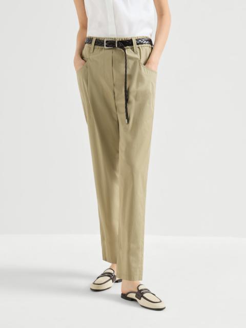 Brunello Cucinelli Lightweight poplin five-pocket track trousers with monili