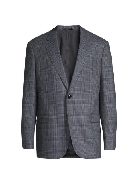 GIORGIO ARMANI Men's Plaid Wool-Cashmere Sport Coat - Blue Brown