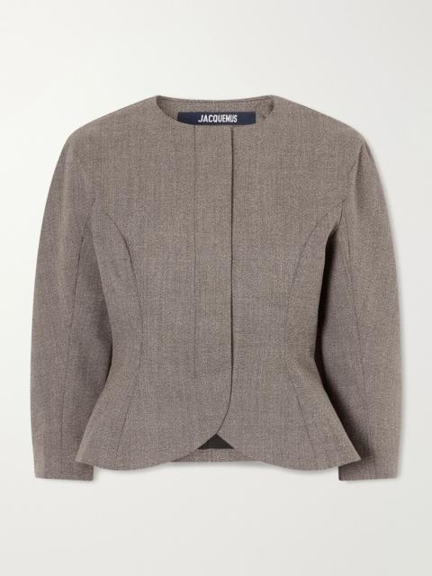 JACQUEMUS Palmier peplum wool-hopsack blazer Dark brown