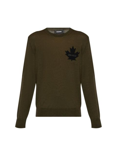 Maple Leaf-intarsia jumper