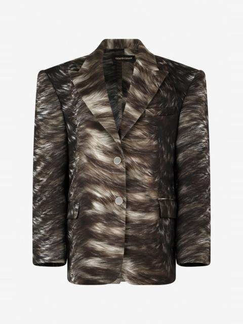 Roberto Cavalli Silver Fur Print Jacket