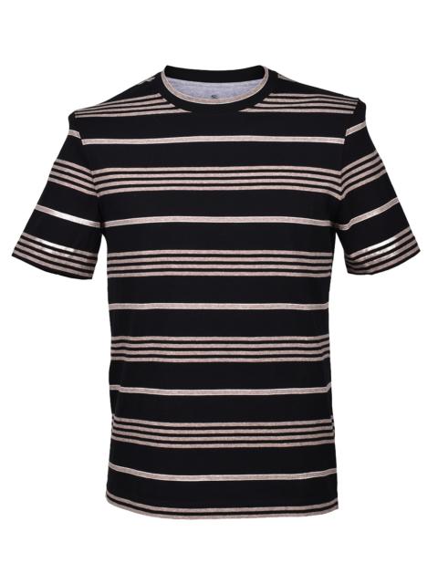 Brunello Cucinelli 100% Cotton Crew Neck Short Sleeve Casual T-Shirt "Black / Beige" BRUN990