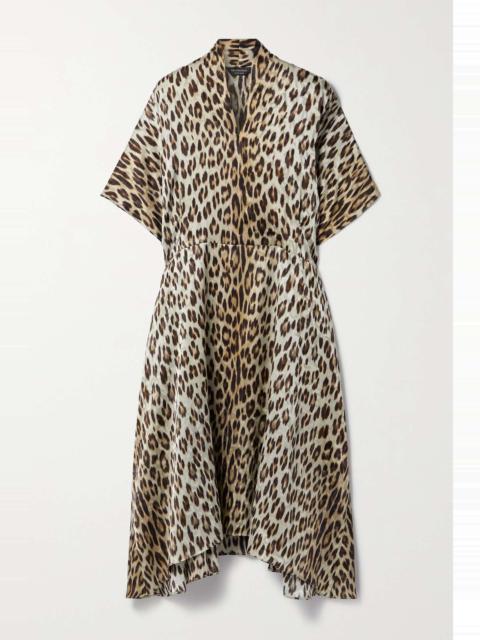 Oversized leopard-print silk-jacquard midi dress