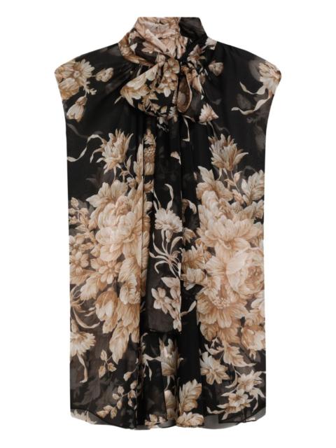 Dolce & Gabbana rose-print chiffon sleeveless top