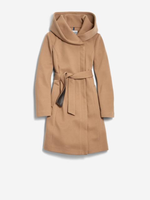 COLE HAAN Women's Belted Asymmetrical Zip Front Twill Coat
