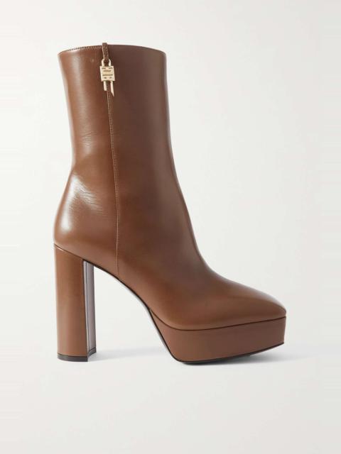 G Lock glossed-leather platform ankle boots