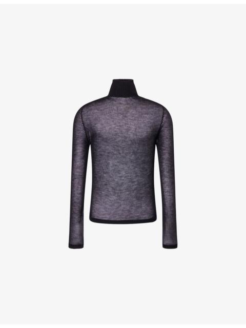 Rick Owens Oversized Turtle Neck Sheer Cashmere Jumper