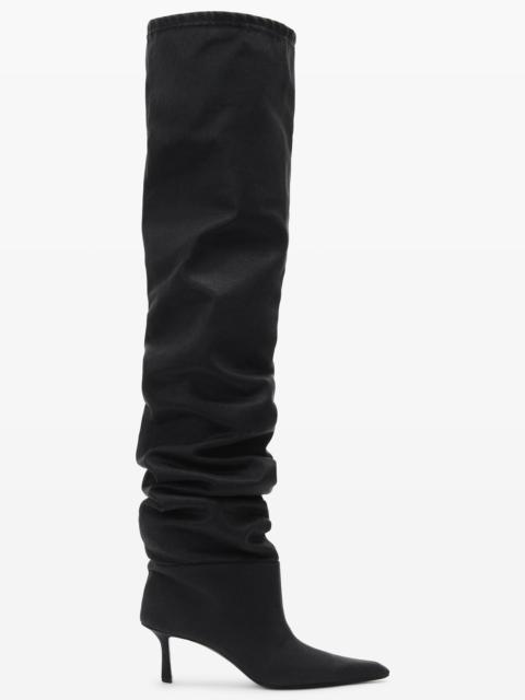 Alexander Wang VIOLA 65 HIGH HIP BOOT IN WASHED DENIM