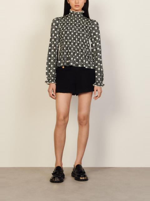 Sandro Printed T-shirt with smocking