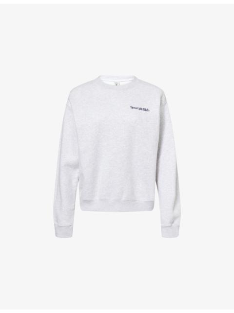 Sporty & Rich Serif Logo-Embroidered Cotton Jumper