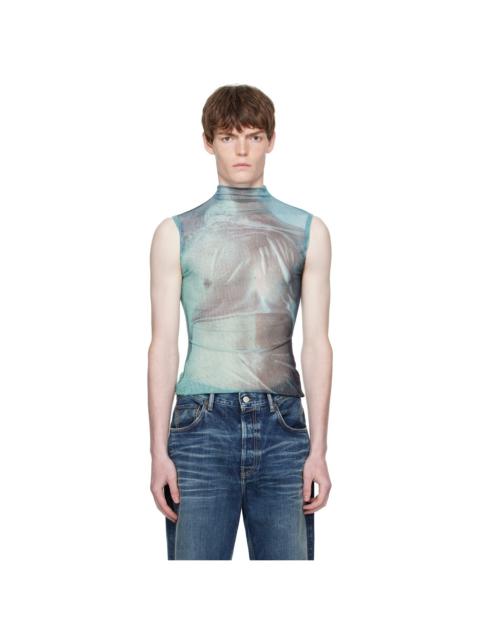 Jean Paul Gaultier Blue Printed Water Turtleneck