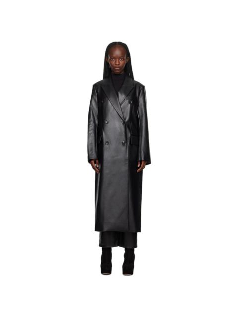 Black Raquel Faux-Leather Coat