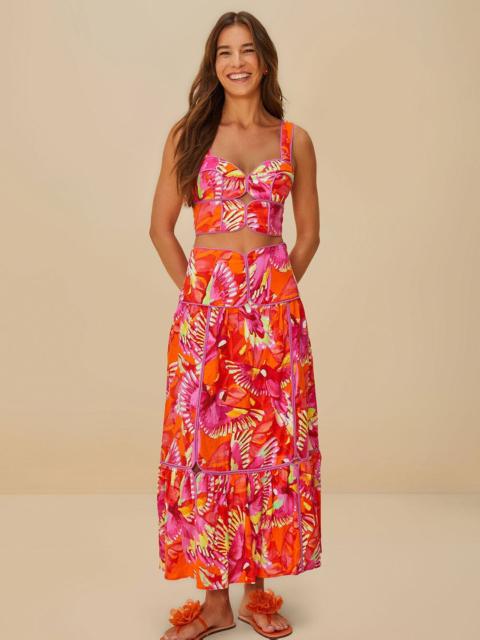 FARM RIO Orange Flying Birds Lenzing™ Ecovero™ Euroflax™ Skirt