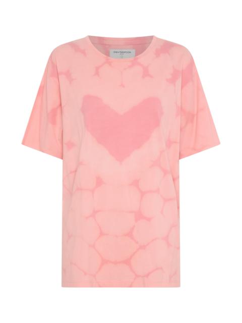 ONE TEASPOON Love Sweat Tie Dye Boyfriend Tee - Pale Pink