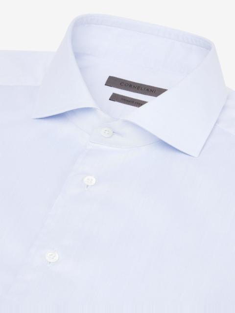 CORNELIANI Light blue cotton twill shirt
