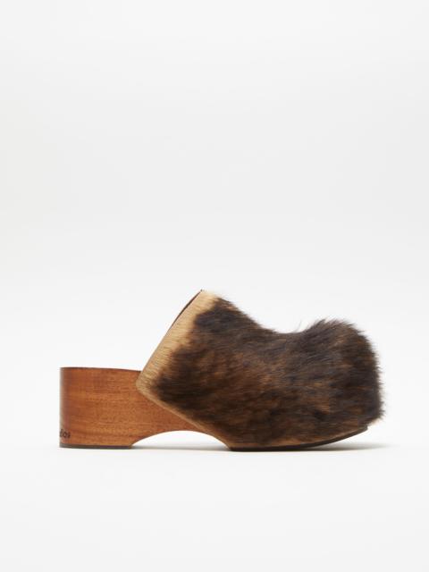 Hairy wood clogs - Multi brown