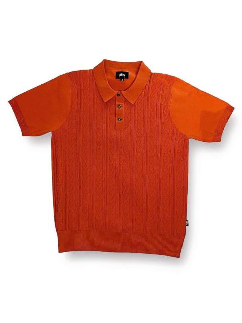 Stüssy Stussy Cable Knit Polo shirt orange | getheatshop | REVERSIBLE