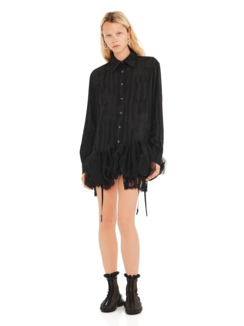 Collina Strada BLACK WAVY FLOWER STRIPE VALERIAN DRESS