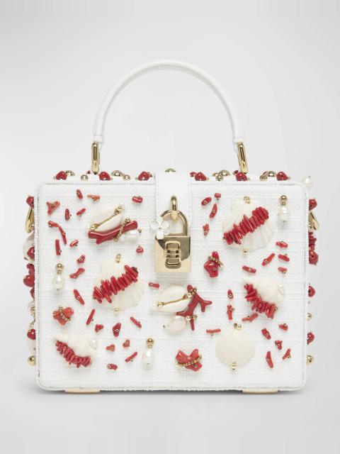 Jewel-Embellished Box Top-Handle Bag