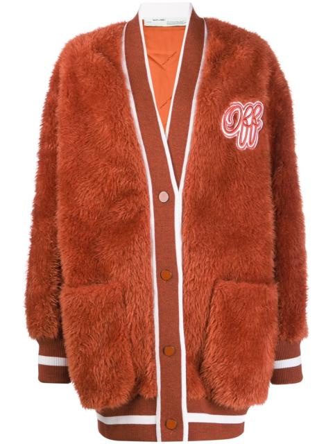 Off-White embroidered logo furry varsity cardigan