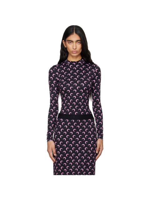 Marine Serre Black Recycled Moon Jersey Second Skin T-shirt