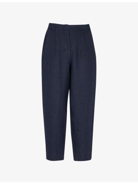 WHISTLES Patch-pocket barrel-leg mid-rise linen trousers
