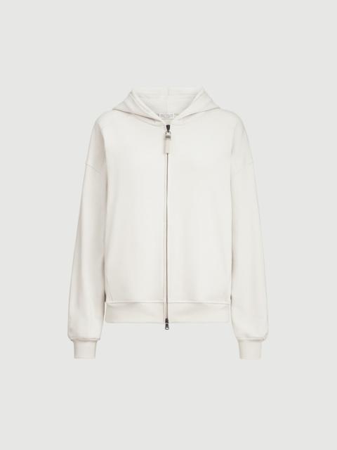 Brunello Cucinelli Cotton smooth French terry topwear with shiny zipper pull