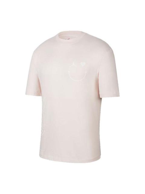Jordan Air Jordan Alphabet Printing Round Neck Pullover Short Sleeve Pink DZ7637-640