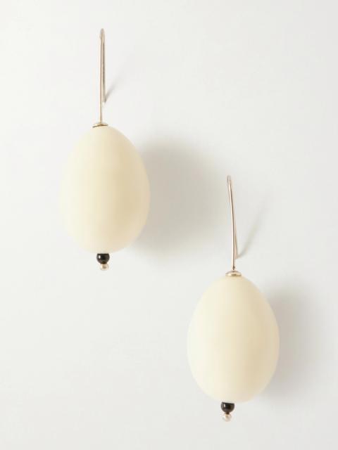Gohar World Host Egg Porcelain, Crystal-quartz And Sterling Silver Earrings