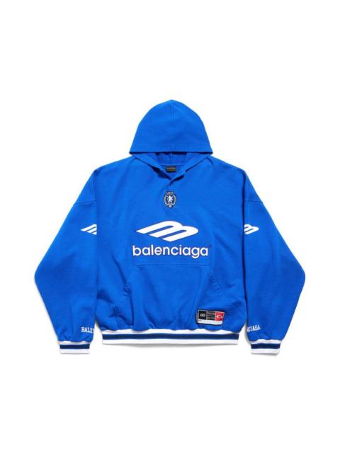 BALENCIAGA Men's 3b Football Polo Hoodie in Royal Blue/white