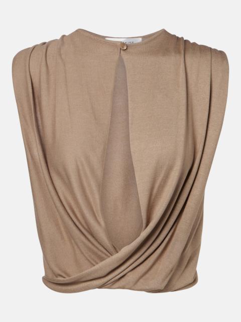 AYA MUSE Esme cutout draped silk-blend crop top