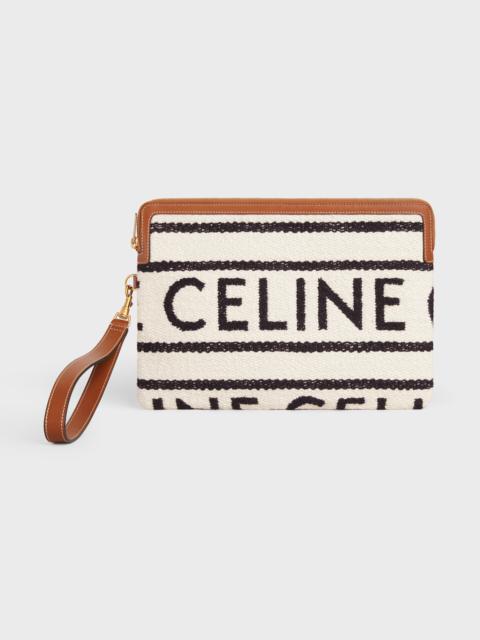 CELINE SMALL POUCH WITH STRAP in TEXTILE WITH CELINE ALL OVER AND CALFSKIN