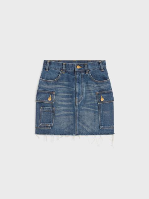 CELINE cargo mini skirt in dark union wash denim