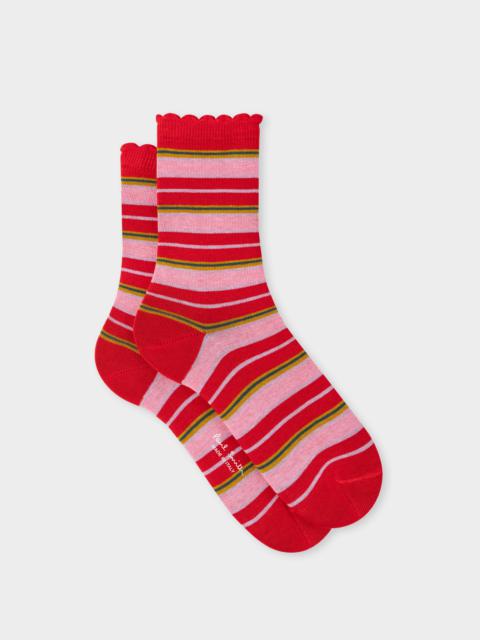 Paul Smith Women's Red Stripe Frill Socks
