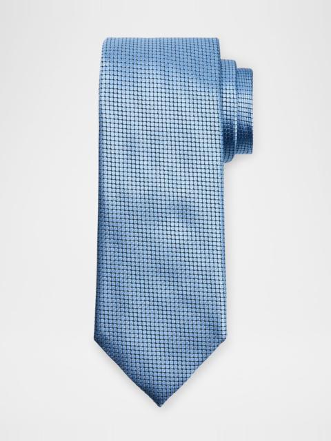 ZEGNA Men's Micro-Geometric Jacquard Silk Tie