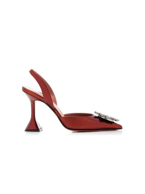Amina Muaddi Begum Leather Slingback Pumps brown