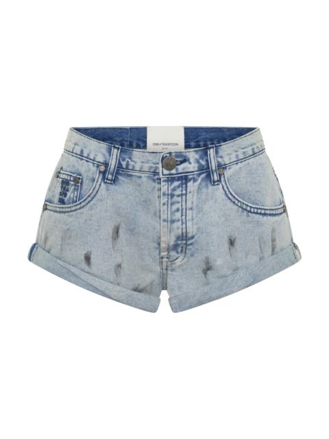 ONE TEASPOON Bandits Low Waist Denim Shorts - Chrome Grafitti Blue