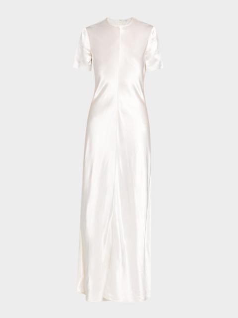 FFORME Akriti Hammered Satin Short-Sleeve Maxi Dress