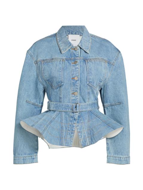 AKNVAS Women's Alex Ruffled Denim Jacket - Sky Blue Denim