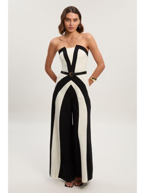KAREN MILLEN Compact Stretch Colour Block Tailored Bandeau Jumpsuit