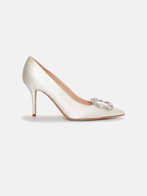 EMILIA WICKSTEAD Sophia Jewel Buckle Shoe In Ivory Satin