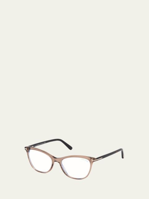 TOM FORD Blue Block Cat-Eye Acetate Optical Frames