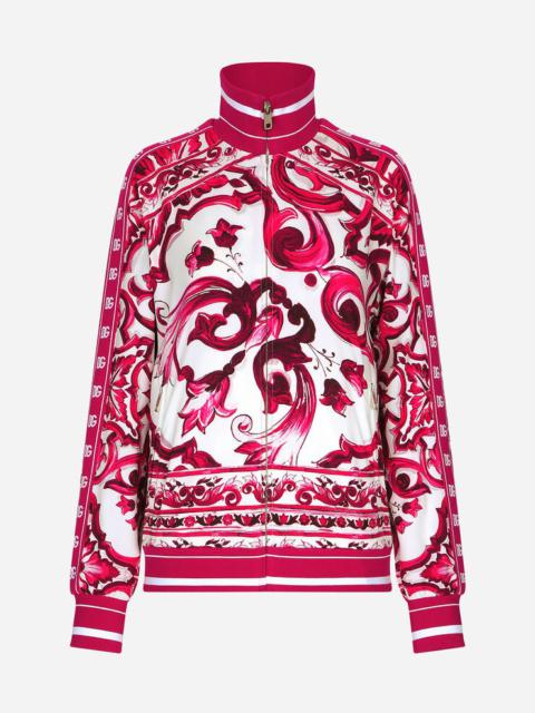 Dolce & Gabbana Zip-up cady sweatshirt with Majolica print